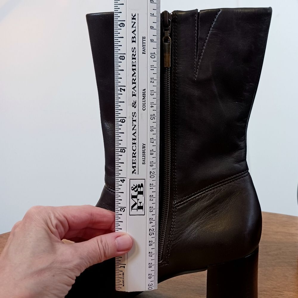 EASY SPIRIT Brown Leather Mid Calf Booties Ankle Block Heel Verybossys Size 9 - Picture 9 of 12